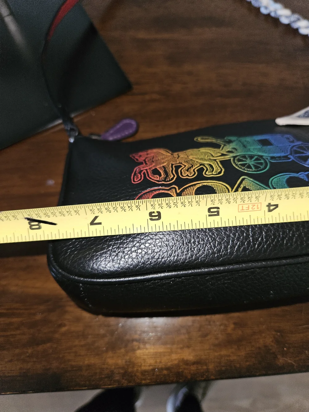 COACH Nolita 19 Black Leather Rainbow Logo Shoulder Bag